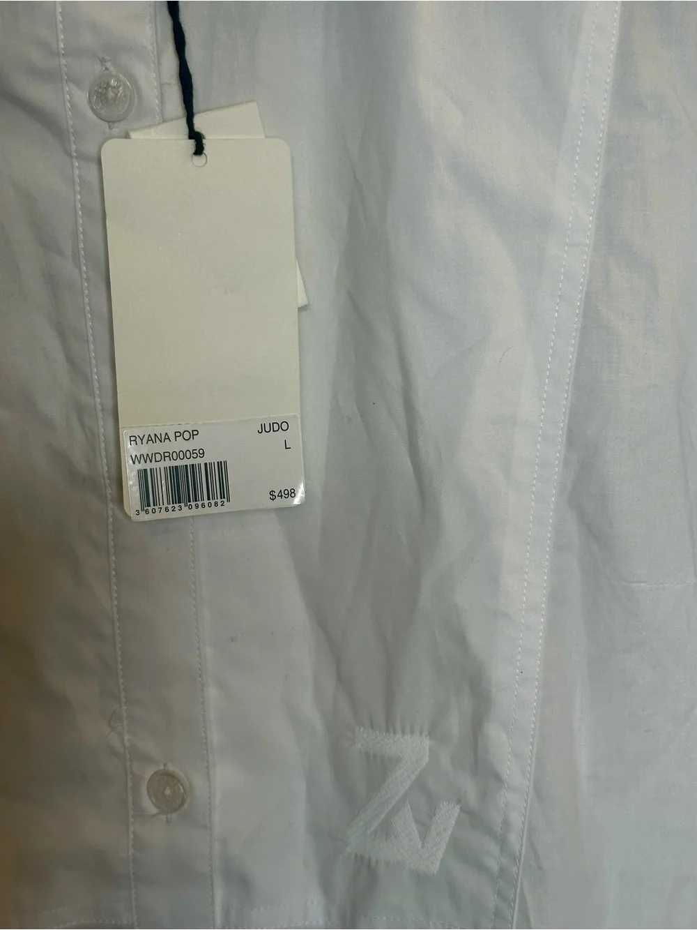Zadig & Voltaire White Button-Front Midi Dress with Puff Sleeves